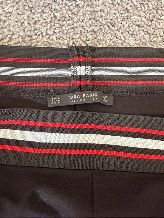 Zara Pants - Zara Basic Black Skirt with Red and Gray Stripe Waistband Women’s XL